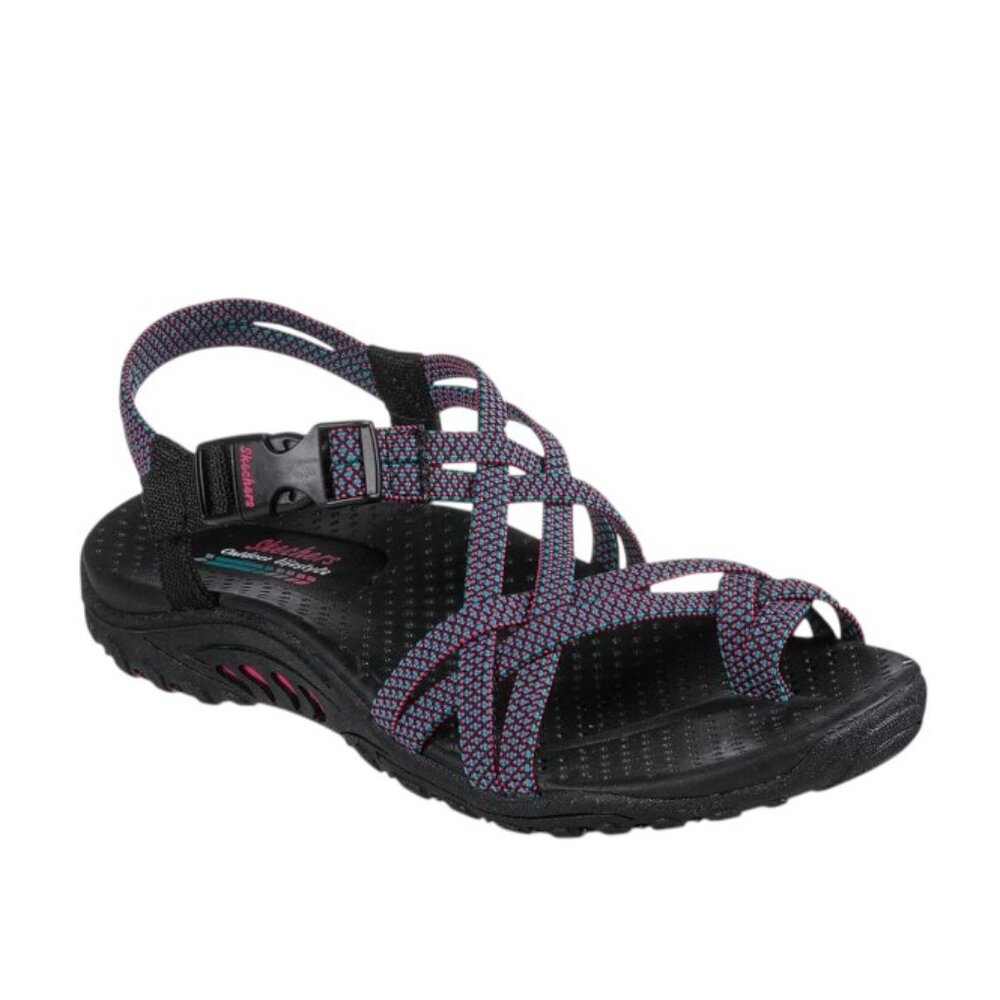 Skechers Women's Purple Black Reggae Irie Mon Cross Strappy Sandal Size 8.5